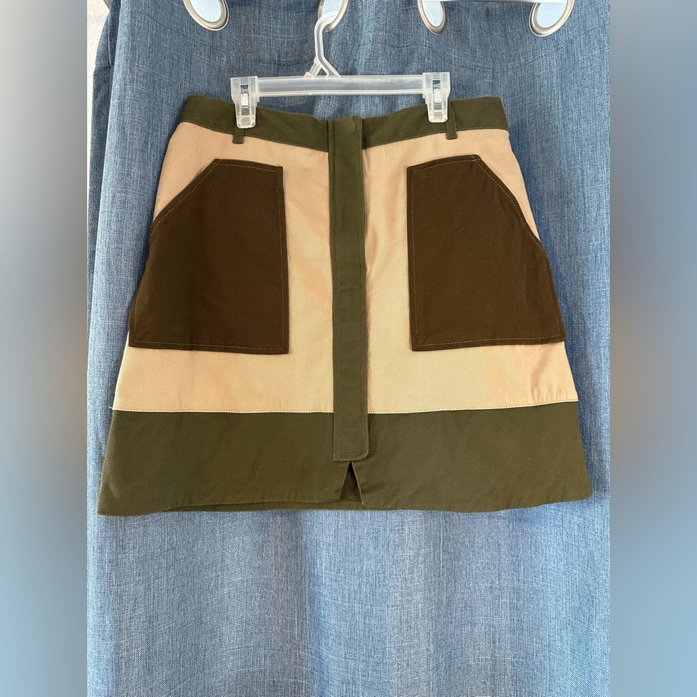 Anthropologie Holding Horses Color‎ Block Utility Mini Skirt Womens Size 8P